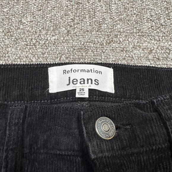 Reformation Jeans Peyton High Rise Bootcut Corduroy Pants in Black Size 25 - Picture 3 of 6